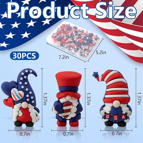 Watayo 30 Pcs 4th of July Mini Gnome Ornaments, Miniature Independence Day Patriotic Gnomes Decoration, Memorial Day Decor Stars and Stripes Gnomes Figurines for Party Gifts Home Table Decorations in Saudi Arabia