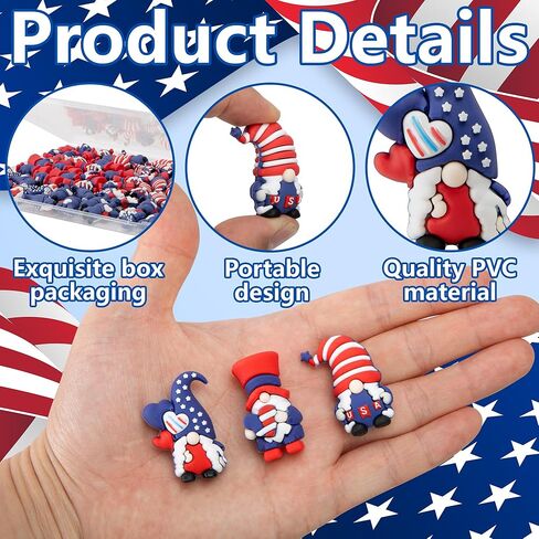 Watayo 30 Pcs 4th of July Mini Gnome Ornaments, Miniature Independence Day Patriotic Gnomes Decoration, Memorial Day Decor Stars and Stripes Gnomes Figurines for Party Gifts Home Table Decorations in Saudi Arabia