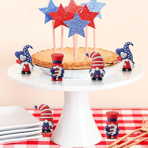 Watayo 30 Pcs 4th of July Mini Gnome Ornaments, Miniature Independence Day Patriotic Gnomes Decoration, Memorial Day Decor Stars and Stripes Gnomes Figurines for Party Gifts Home Table Decorations in Saudi Arabia