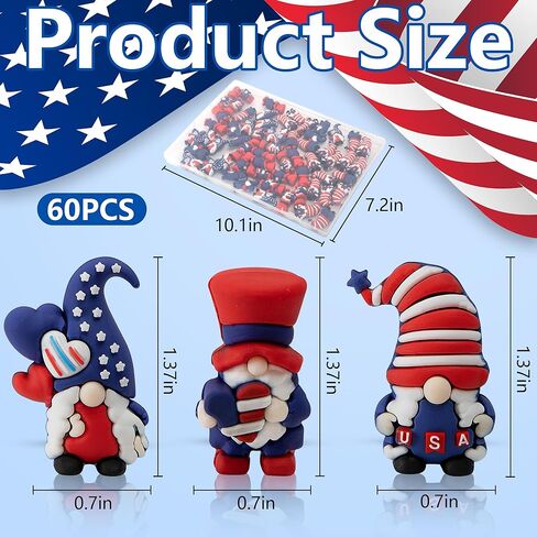 Watayo 30 Pcs 4th of July Mini Gnome Ornaments, Miniature Independence Day Patriotic Gnomes Decoration, Memorial Day Decor Stars and Stripes Gnomes Figurines for Party Gifts Home Table Decorations in Saudi Arabia