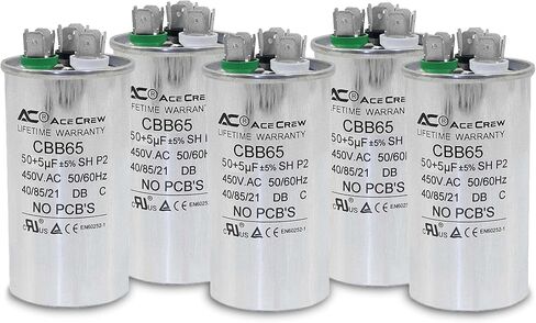 35+5 فائق التوهج 35/5 MFD ±5% 370V/450VAC CBB65، مكثف تشغيل مزدوج، مكثفات لتشغيل محرك مروحة وحدة تكييف الهواء، مضخة حرارية أو مكثف بارد مستقيم 35+5 MFD 35/5 فائق التوهج، ضمان مدى الحياة in Saudi Arabia