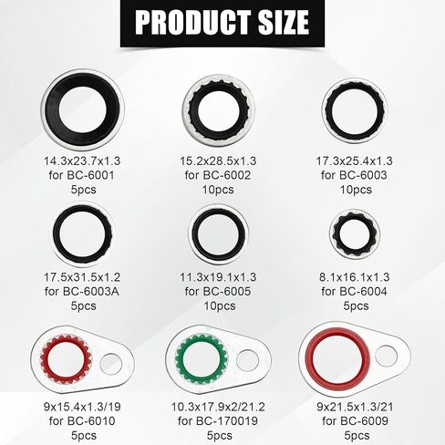 60pcs أختام حشية ضاغط نظام A/C ، والفولاذ المقاوم للصدأ ، ومطاط النتريل A/C O Ring Ring Car Carcet in Kuwait