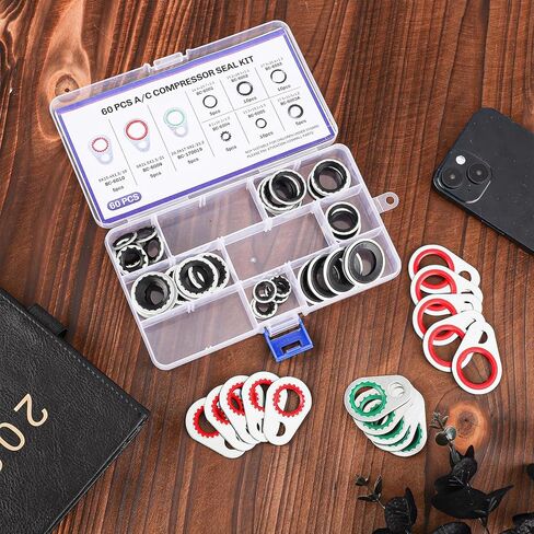 60pcs أختام حشية ضاغط نظام A/C ، والفولاذ المقاوم للصدأ ، ومطاط النتريل A/C O Ring Ring Car Carcet in Kuwait