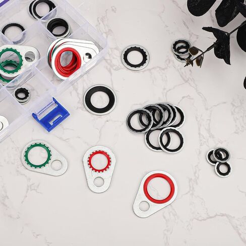 60pcs أختام حشية ضاغط نظام A/C ، والفولاذ المقاوم للصدأ ، ومطاط النتريل A/C O Ring Ring Car Carcet in Kuwait