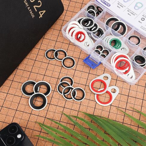 60pcs أختام حشية ضاغط نظام A/C ، والفولاذ المقاوم للصدأ ، ومطاط النتريل A/C O Ring Ring Car Carcet in Kuwait