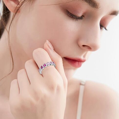 Heart Pink Rings 925 Sterling Silver Jewelry Cubic Zirconia Synthetic Rings Anniversary Presents for Women in Kuwait
