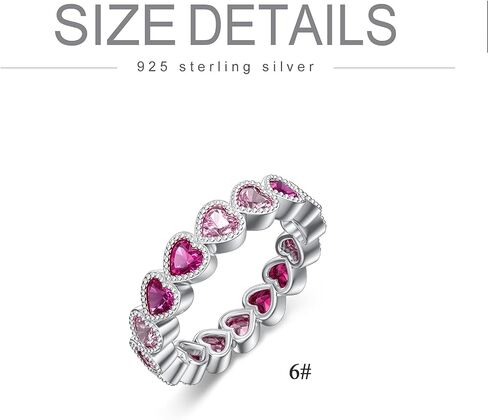 Heart Pink Rings 925 Sterling Silver Jewelry Cubic Zirconia Synthetic Rings Anniversary Presents for Women in Kuwait