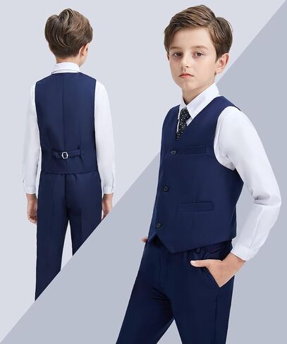 Boys Suit Slim Fit Suit for Kids Formal Outfits Vest Suit 6 Pcs Wedding Ring Bearer Suits Set in Saudi Arabia