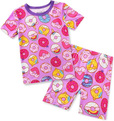 babee Reshinee Bamboo Viscose Toddler Unicorn Mermaid Girls Kids Pajamas Short Sleeve Summer Cool Snug fit Pjs 12M-8Y 2pcs in Saudi Arabia