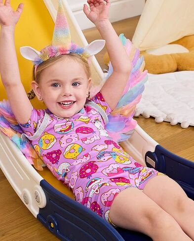 babee Reshinee Bamboo Viscose Toddler Unicorn Mermaid Girls Kids Pajamas Short Sleeve Summer Cool Snug fit Pjs 12M-8Y 2pcs in Saudi Arabia