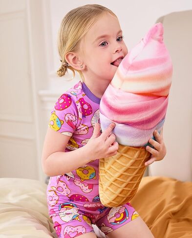 babee Reshinee Bamboo Viscose Toddler Unicorn Mermaid Girls Kids Pajamas Short Sleeve Summer Cool Snug fit Pjs 12M-8Y 2pcs in Saudi Arabia