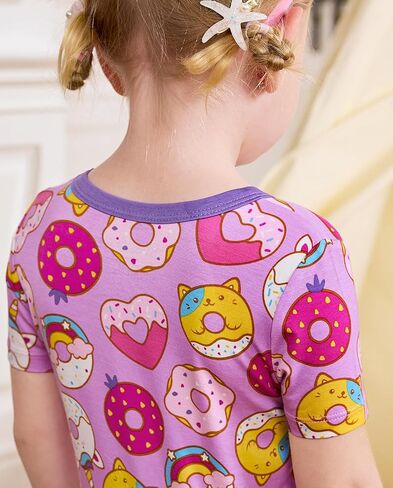 babee Reshinee Bamboo Viscose Toddler Unicorn Mermaid Girls Kids Pajamas Short Sleeve Summer Cool Snug fit Pjs 12M-8Y 2pcs in Saudi Arabia