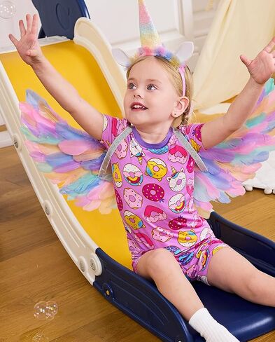 babee Reshinee Bamboo Viscose Toddler Unicorn Mermaid Girls Kids Pajamas Short Sleeve Summer Cool Snug fit Pjs 12M-8Y 2pcs in Saudi Arabia
