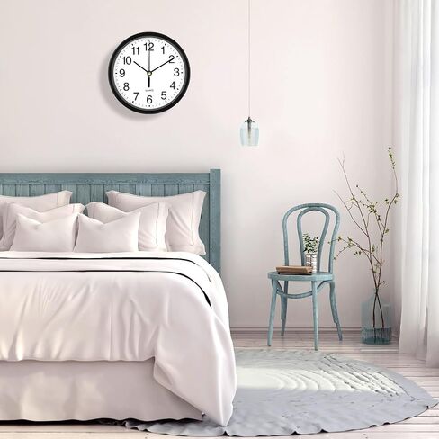 Silent Wall Clock Non Ticking, 6 Inch Wall Clocks Battery Operated, Small Analog Clock for Bedroom Home Office Kitchen Bathroom School, Easy to Read(Black) in Saudi Arabia