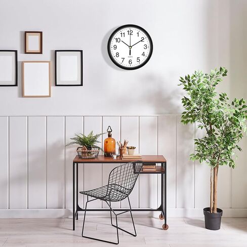 Silent Wall Clock Non Ticking, 6 Inch Wall Clocks Battery Operated, Small Analog Clock for Bedroom Home Office Kitchen Bathroom School, Easy to Read(Black) in Saudi Arabia
