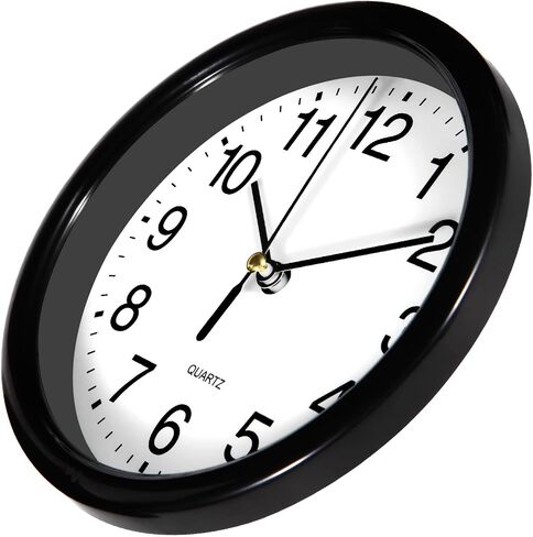 Silent Wall Clock Non Ticking, 6 Inch Wall Clocks Battery Operated, Small Analog Clock for Bedroom Home Office Kitchen Bathroom School, Easy to Read(Black) in Saudi Arabia