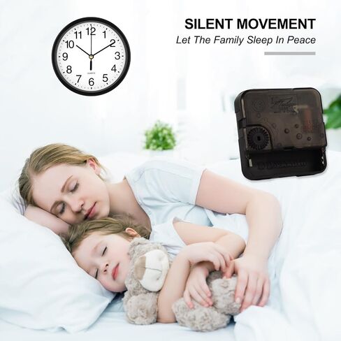Silent Wall Clock Non Ticking, 6 Inch Wall Clocks Battery Operated, Small Analog Clock for Bedroom Home Office Kitchen Bathroom School, Easy to Read(Black) in Saudi Arabia