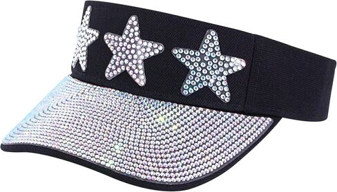 Surkat Bling Rhinestones Sun Visor Women Wide Brim Clip On Summer Hats Outdoor Visor Caps in Saudi Arabia