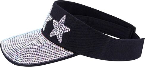 Surkat Bling Rhinestones Sun Visor Women Wide Brim Clip On Summer Hats Outdoor Visor Caps in Saudi Arabia