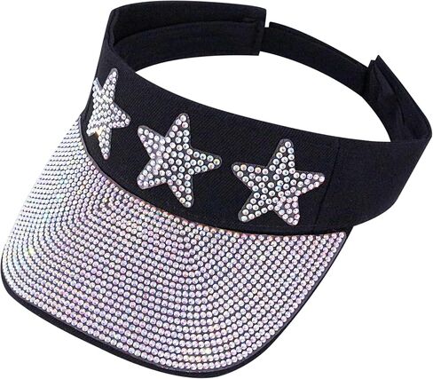 Surkat Bling Rhinestones Sun Visor Women Wide Brim Clip On Summer Hats Outdoor Visor Caps in Saudi Arabia