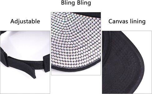 Surkat Bling Rhinestones Sun Visor Women Wide Brim Clip On Summer Hats Outdoor Visor Caps in Saudi Arabia