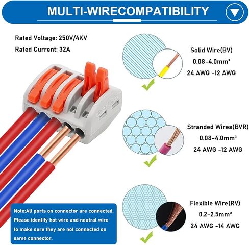 Tnisesm 60PCS Lever Wire Connectors AWG28-12, Quick Connect Electrical Splicing Kit for Compact Inline Terminals 1 in 1 Out in Saudi Arabia