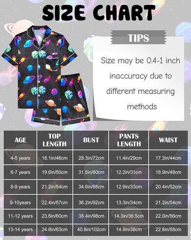 Fiodrimy Boys Pajamas Big Boys Satin PJS Set Summer Short Sleeve Button Down Kids Silky Pajama Lounge Sleepwear Size 8-14 in Saudi Arabia