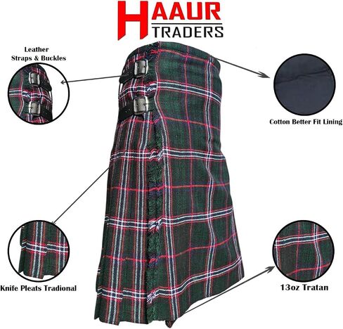 Kilt for Men Scottish Tartan Mens Kilt Highland Leather Straps in Kuwait