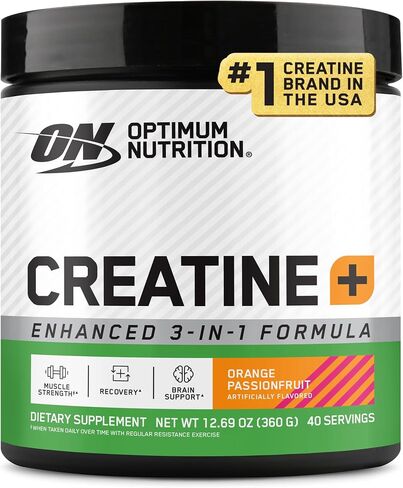 Optimum Nutrition Creatine Monohydrate بالإضافة إلى مسحوق ، Passionfruit Orange Passionfruit ، مزيج من الكرياتين النكهة مع الشوارد للترطيب ، الفيتامينات المضافة ، 40 حصص ، 360 جرام (قد تختلف العبوة) in Kuwait