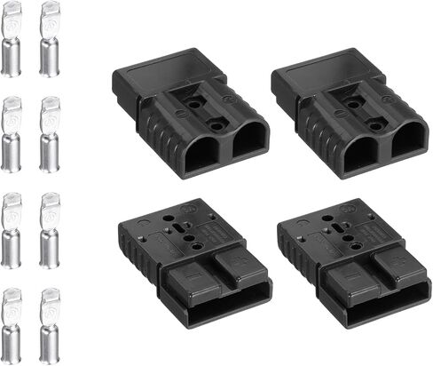 MECCANIXITY Battery Power Connector,50A 6AWG 8AWG 10AWG 12AWG Wire Harness Plug Kit Battery Quick Connect/Disconnect Jumper Cable Plug Connectors for Winch Auto Car Trailer Driver,Black,4Set in Saudi Arabia