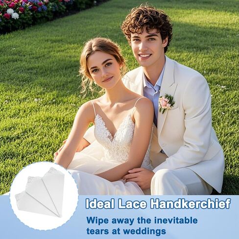 LHXziziz White Lace Handkerchiefs for Men Women, Ladies Mens Handkerchiefs Womens Hankies for Wedding Banquet Party Leisure in Kuwait