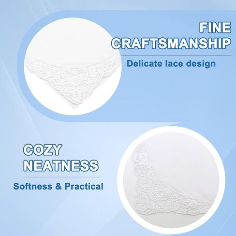 LHXziziz White Lace Handkerchiefs for Men Women, Ladies Mens Handkerchiefs Womens Hankies for Wedding Banquet Party Leisure in Kuwait