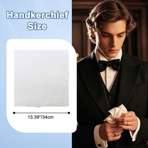 LHXziziz White Lace Handkerchiefs for Men Women, Ladies Mens Handkerchiefs Womens Hankies for Wedding Banquet Party Leisure in Kuwait