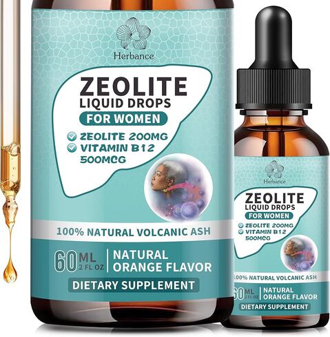 Zeolite Drops for Women - Clinoptilolite Zeolite Liquid Drops with Vitamin B12 & D3 - Immune Health, Natural Metabolism, Energy & Clear Skin - 30 Day Vegan Supply in Saudi Arabia