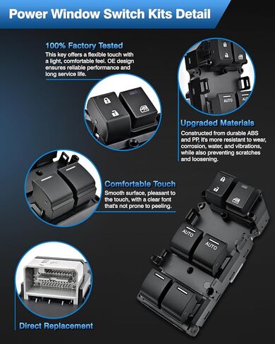 Master Power Window Switch Side Side متوافق مع 2013-2017 Honda Accord Ex-L Touring ، استبدل# 35750-T2A-A01 ، 35750-T2A-A11 in Kuwait