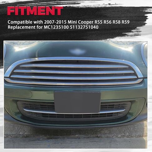 Hecasa Grill Hood Trim صب متوافق مع 2007-2015 Mini Cooper R55 R56 R59 R59 MC1235100 ، 51132751040 Chrome Grille Trim in Kuwait