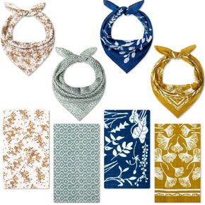 4 Pack 21''x21'' Floral Bandana for Women Cotton Hair Headband Summer Cute Head Wrap Protective Coverage