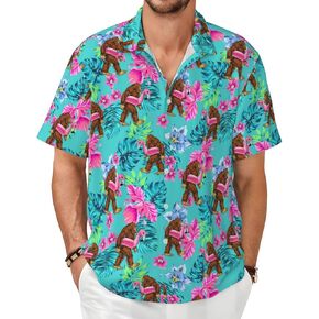 Men's Hawaiian Shirt Funny Summer Beach Casual Short Sleeve Button Down Shirts for Men
