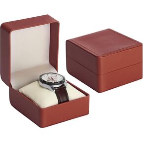 Single Watch Case, Travel Watch Gift Box with Removable Pillow, Luxury PU Leather Wristwatch Display Organizer Holder Boxes for Mem and Women (Black)