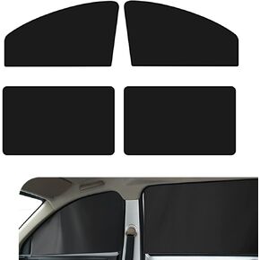 4 PCS Car Side Window Sunshade, Front Rear Window Sunshade Net, Sun Protection Heat Insulation Cooling Elastic, Universal for Most Car (Black)