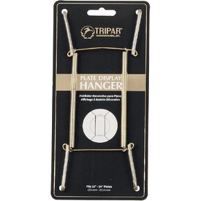 Tripar Wall Plate Hanger, Brass Wire (10-14 Inch) - Durable, Flexible Coils Conform to Most Plates - Holds Up to 2lbs on Wall - Features Clear Coated Vinyl Tips and Sleeves to Prevent Scratches.