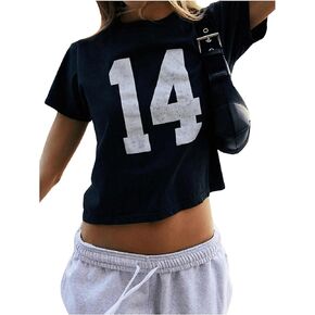 Soly Hux Girl's Number Graphic Tees Short Sleeve Crew Neck Y2K Tops قمصان جيرسي in Kuwait