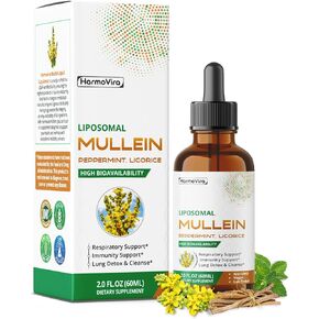 Mullein with Peppermint, Ginger & Licorice – Advanced Formula – Respiratory Support, Immunity Support & Lung Detox & Cleanse* – Net Wt. 2.0 fl oz (60ml) – Made in The USA