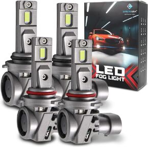 Syneticusa 9005+9006 Combo Light Bulbs All In One 800% Super Brighter 6500K Driving Light Bulbs with Fan, Plug and Play, Off-Road Use or Fog Light, Pack of 4