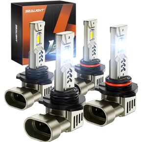 سيلايت 9005 9006 مصابيح LED التحرير والسرد ، 68000LM 900 ٪ أكثر إشراقا ، 6500K أبيض بارد ، 1: 1 مصابيح هالوجين صغيرة 9005 HB3 و 9006 HB4 مصابيح الضباب مع مروحة التبريد ، قابس ولعب ، حزمة 4