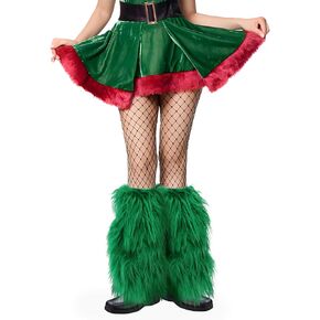 Xepst Christmas Faux Fur Fur Fuzzy Leg Threads Furry Boot Covers for Women ، Women Fur Leg Warmers Warm Fuzzy Boot Cuff Sives for Party Comple ، Green