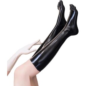 ABWL Black LaTex Latocks for Women ، Natural Rubber LaTex Fitx High Lockings with Toes Cosplay Complay Party Clubwear