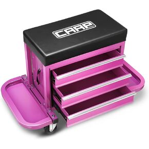 Rolling Mechanics Creeper Seat with 3-Drawer, Tool Tray and Padded Chair Seat for Garage, 350lbs Max Weight Capacity, CAAP-TOLS-RMS-A-PR