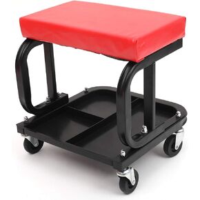 Rolling Creeper Seat with Cushioned Seat Heavy-Duty Garage Roller Seat with 4 Universal Mechanics Stool Mechanic Chair for Workshop, Garage, Auto Repair Shop