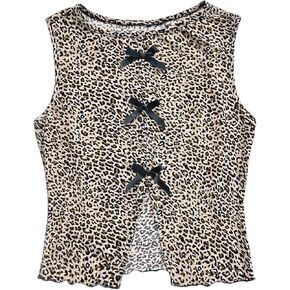 SweatyRocks Girl's Cute Bowknot Tank Tops Scoop Neck Ribbed Sleeveless Shirt
